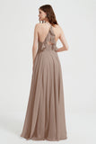 Crossed Straps Chiffon A Line Bridesmaid Dress Pleated Ruffle Formal Evening Dresses Gowns