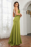 Crossed Straps Satin Sheath Long Formal Evening Dresses with Slit Prom Party Gowns