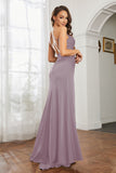 Crossed Straps Satin Sheath Long Formal Evening Dresses with Slit Prom Party Gowns