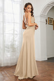 Crossed Straps Satin Sheath Long Formal Evening Dresses with Slit Prom Party Gowns