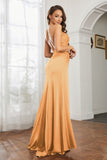 Crossed Straps Satin Sheath Long Formal Evening Dresses with Slit Prom Party Gowns