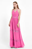 Spaghetti Straps V Neckline Chiffon Lace Bridesmaid Dresses Women's Formal Evening Gowns