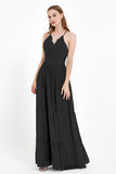 Spaghetti Straps V Neckline Chiffon Lace Bridesmaid Dresses Women's Formal Evening Gowns