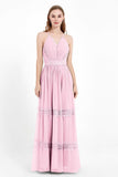 Spaghetti Straps V Neckline Chiffon Lace Bridesmaid Dresses Women's Formal Evening Gowns