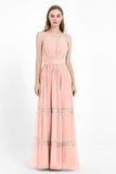Spaghetti Straps V Neckline Chiffon Lace Bridesmaid Dresses Women's Formal Evening Gowns