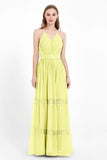Spaghetti Straps V Neckline Chiffon Lace Bridesmaid Dresses Women's Formal Evening Gowns