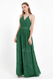 Spaghetti Straps V Neckline Chiffon Lace Bridesmaid Dresses Women's Formal Evening Gowns