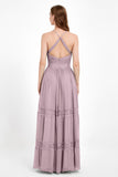 Spaghetti Straps V Neckline Chiffon Lace Bridesmaid Dresses Women's Formal Evening Gowns