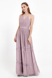 Spaghetti Straps V Neckline Chiffon Lace Bridesmaid Dresses Women's Formal Evening Gowns