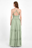 Spaghetti Straps V Neckline Chiffon Lace Bridesmaid Dresses Women's Formal Evening Gowns
