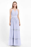 Spaghetti Straps V Neckline Chiffon Lace Bridesmaid Dresses Women's Formal Evening Gowns