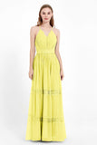Spaghetti Straps V Neckline Chiffon Lace Bridesmaid Dresses Women's Formal Evening Gowns