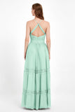 Spaghetti Straps V Neckline Chiffon Lace Bridesmaid Dresses Women's Formal Evening Gowns