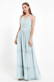 Spaghetti Straps V Neckline Chiffon Lace Bridesmaid Dresses Women's Formal Evening Gowns