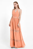 Spaghetti Straps V Neckline Chiffon Lace Bridesmaid Dresses Women's Formal Evening Gowns
