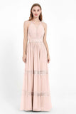 Spaghetti Straps V Neckline Chiffon Lace Bridesmaid Dresses Women's Formal Evening Gowns