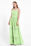 Spaghetti Straps V Neckline Chiffon Lace Bridesmaid Dresses Women's Formal Evening Gowns