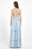 Spaghetti Straps V Neckline Chiffon Lace Bridesmaid Dresses Women's Formal Evening Gowns