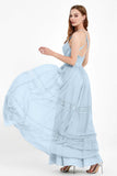 Spaghetti Straps V Neckline Chiffon Lace Bridesmaid Dresses Women's Formal Evening Gowns