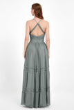 Spaghetti Straps V Neckline Chiffon Lace Bridesmaid Dresses Women's Formal Evening Gowns