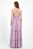 Spaghetti Straps V Neckline Chiffon Lace Bridesmaid Dresses Women's Formal Evening Gowns