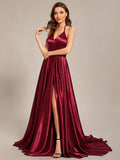 Benutzerdefinierte Größe Neckholder High Front Slit Bodenlangen Ballkleid Formale Abendkleider