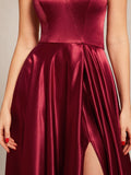 Benutzerdefinierte Größe Neckholder High Front Slit Bodenlangen Ballkleid Formale Abendkleider