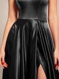 Benutzerdefinierte Größe Neckholder High Front Slit Bodenlangen Ballkleid Formale Abendkleider