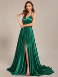 Benutzerdefinierte Größe Neckholder High Front Slit Bodenlangen Ballkleid Formale Abendkleider