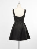 Chic Square Neck Open Back A-line Satin Homecoming Dress Cocktail Dresses Junior Bridesmaid Party Dresses
