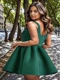 Chic Square Neck Open Back A-line Satin Homecoming Dress Cocktail Dresses Junior Bridesmaid Party Dresses