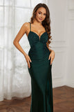 Rhinestone Lace Up Sheath Jersey Formal Evening Mermaid Dress With Slit Prom Party Dress