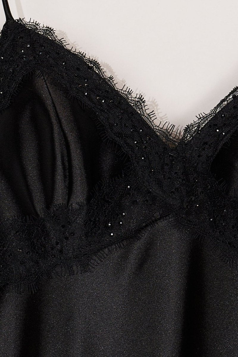 Black Spaghetti Straps Mermaid Satin Backless Prom Dresses With Beading