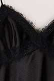 Black Spaghetti Straps Mermaid Satin Backless Prom Dresses With Beading