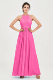 Empire Halter Chiffon Women's Bridesmaid Dress Ruched Formal Evening Prom Gowns