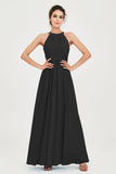 Empire Halter Chiffon Women's Bridesmaid Dress Ruched Formal Evening Prom Gowns