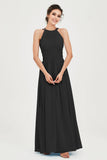 Empire Halter Chiffon Women's Bridesmaid Dress Ruched Formal Evening Prom Gowns