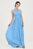 Empire Halter Chiffon Women's Bridesmaid Dress Ruched Formal Evening Prom Gowns