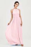 Empire Halter Chiffon Women's Bridesmaid Dress Ruched Formal Evening Prom Gowns