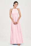 Empire Halter Chiffon Women's Bridesmaid Dress Ruched Formal Evening Prom Gowns