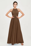 Empire Halter Chiffon Women's Bridesmaid Dress Ruched Formal Evening Prom Gowns