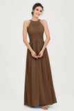 Empire Halter Chiffon Women's Bridesmaid Dress Ruched Formal Evening Prom Gowns