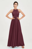 Empire Halter Chiffon Women's Bridesmaid Dress Ruched Formal Evening Prom Gowns