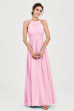Empire Halter Chiffon Women's Bridesmaid Dress Ruched Formal Evening Prom Gowns