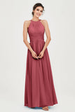 Empire Halter Chiffon Women's Bridesmaid Dress Ruched Formal Evening Prom Gowns