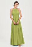 Empire Halter Chiffon Women's Bridesmaid Dress Ruched Formal Evening Prom Gowns