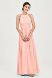 Empire Halter Chiffon Women's Bridesmaid Dress Ruched Formal Evening Prom Gowns