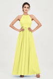Empire Halter Chiffon Women's Bridesmaid Dress Ruched Formal Evening Prom Gowns