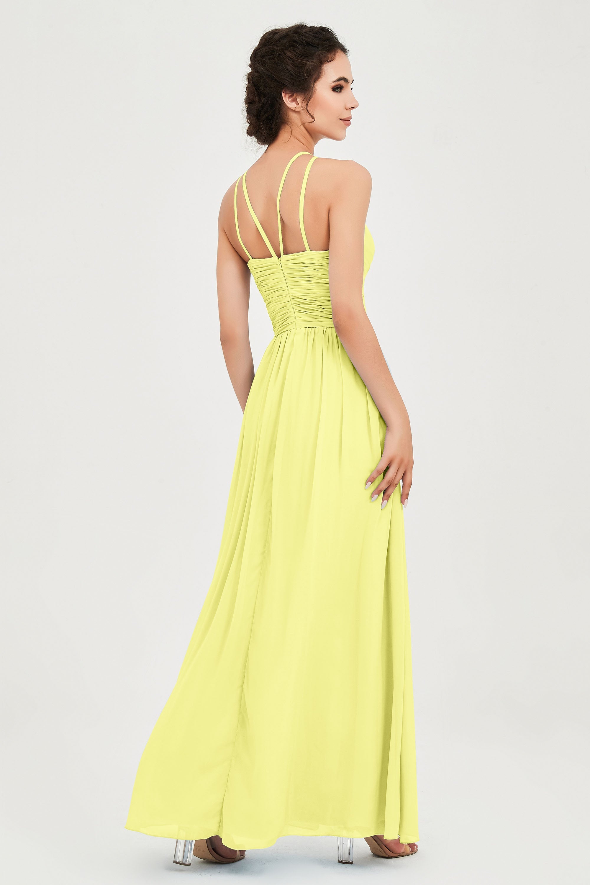 Empire Halter Chiffon Women's Bridesmaid Dress Ruched Formal Evening Prom Gowns
