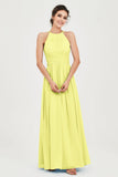 Empire Halter Chiffon Women's Bridesmaid Dress Ruched Formal Evening Prom Gowns